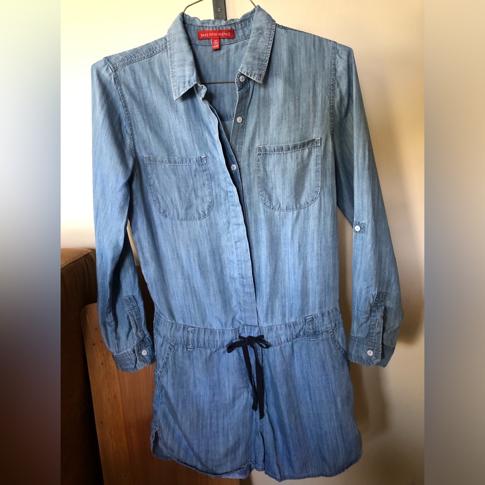 Saks Fifth Ave - Vinage Button Down Romper / Shorts Jumpsuit